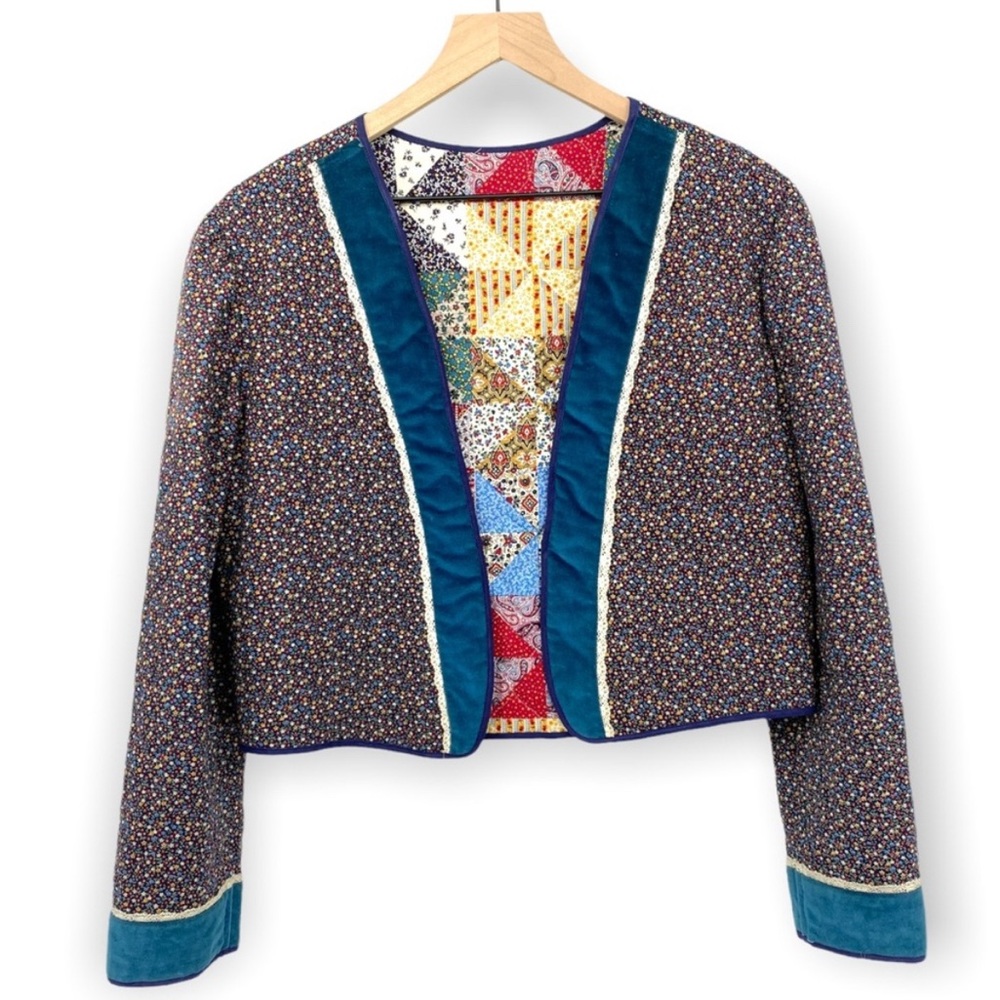 Gunne Sax Vintage 70s Quilted Prairie Jacket Reversible